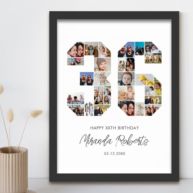 36th Birthday Number 36 Custom Photo Collage Poster (Creator Uploaded)