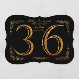 36th,Birthday party 36th,great Gatsby,black & gold Invitation