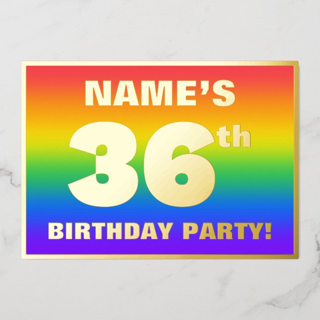 36th Birthday Party: Fun, Colourful Rainbow Patter (Front)