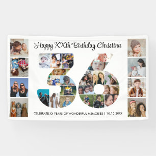 36th Birthday Party Number 36 Photo Collage Banner