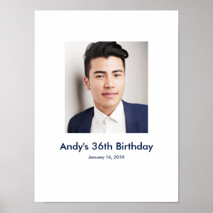 36th Birthday photo custom Sign In Party Board 36
