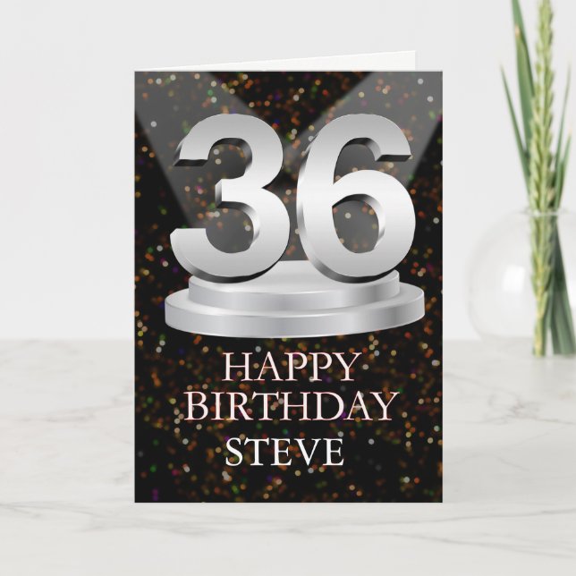 36th Birthday Spotlights Add A Name Card (Front)