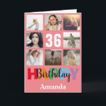 36th Happy Birthday Photo Collage Modern Pink Card<br><div class="desc">36th Happy Birthday Photo Collage Modern Pink Card with personalised name. For further customisation,  please click the "Customise it" button and use our design tool to modify this template.</div>