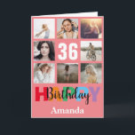 36th Happy Birthday Photo Collage Modern Pink Card<br><div class="desc">36th Happy Birthday Photo Collage Modern Pink Card with personalised name. For further customisation,  please click the "Customise it" button and use our design tool to modify this template.</div>