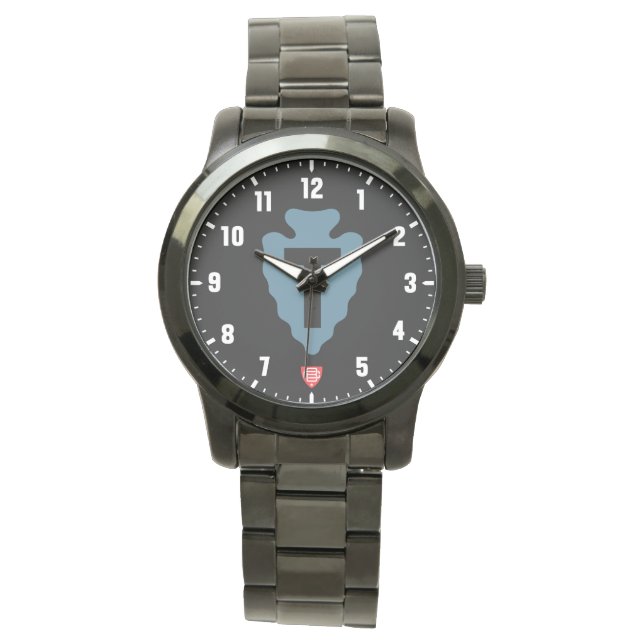 36th Infantry Division Black Stainless Steel Watch (Front)