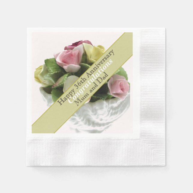 36th Wedding Anniversary bone china editable   Napkin (Front)
