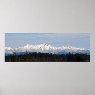 36X12 Olympic Mountain Range Poster