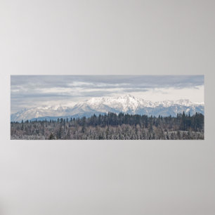 36X12 Olympic Mountain Range Poster