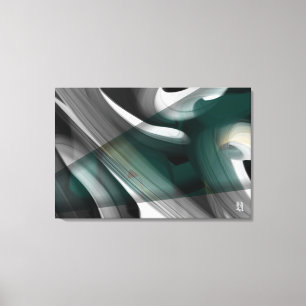 36x24" Trend Abstract Art Canvas Black White Green Print