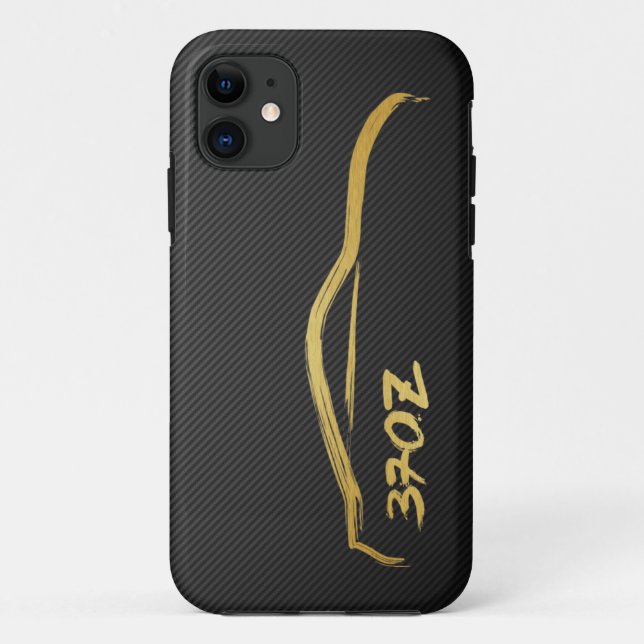 370z Gold Silhouette Logo with faux carbon fibre Case-Mate iPhone Case (Back)