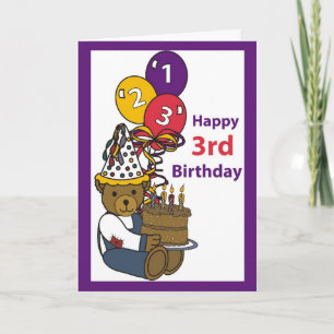 3752 Happy 3rd Birthday Bear Card