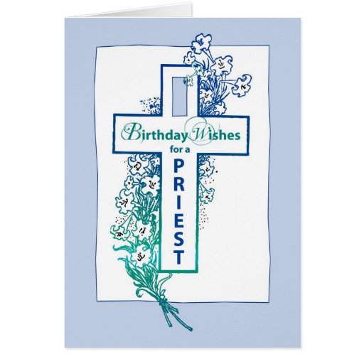 3772 Priest Birthday Cross Flowers | Zazzle