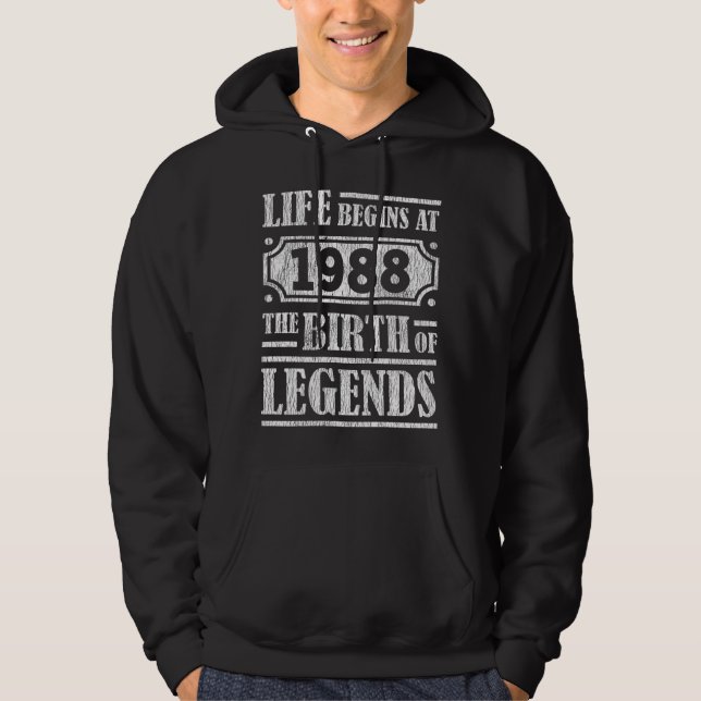 37 Year Old 1988 Birth Of Legend 37th Birthday Hoodie (Front)