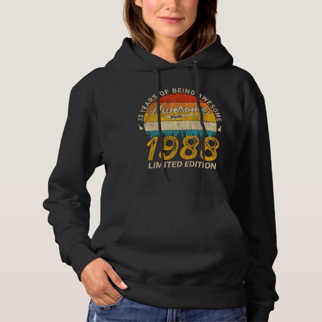 37 Year Old 1988 Retro Awesome 37th Birthday Gift Hoodie (Front)