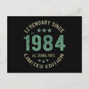 37 Year Old Bday 1984 Legend Since 37th Birthday Postcard