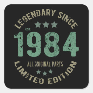 37 Year Old Bday 1984 Legend Since 37th Birthday Square Sticker