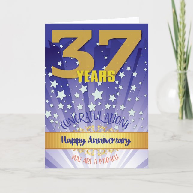 37 Year Recovery Anniversary Bold Numeral Card (Front)