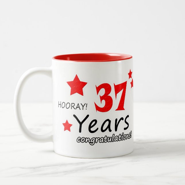 37th anniversary, 37 Years Wedding Anniversaries Two-Tone Coffee Mug (Left)