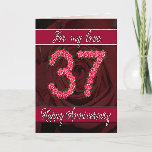 37th anniversary card with roses and leaves (Front)