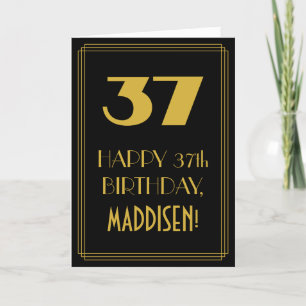 37th Birthday ~ Art Deco Inspired Look "37" & Name Card