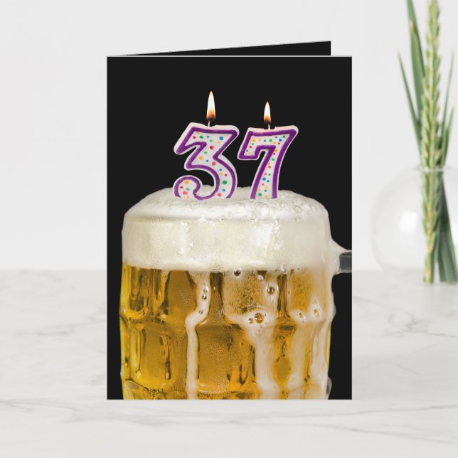 37th Birthday Beer on black Card (Front)