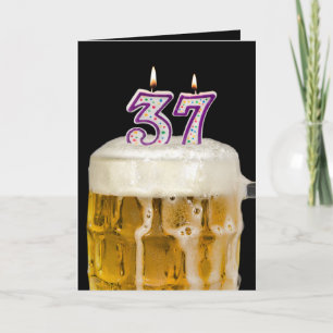 37th Birthday Beer on black Card