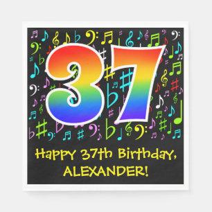 37th Birthday - Colourful Music Symbols, Rainbow 3 Napkin
