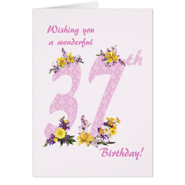 37th Birthday Flower Decorated Numbers (Front)