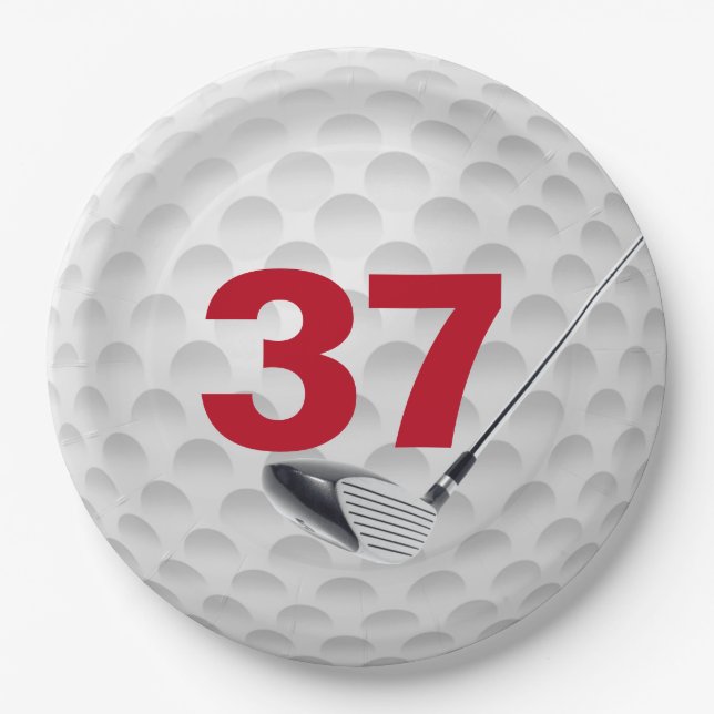 37th Birthday Golf Ball Design Paper Plate (Front)