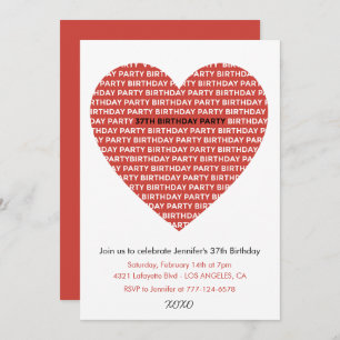 37th birthday invitation Girl xoxo sweetheart