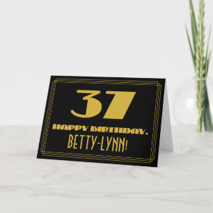 37th Birthday: Name + Art Deco Inspired Look "37" Card
