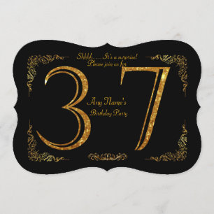 37th,Birthday party 37th,great Gatsby,black & gold Invitation