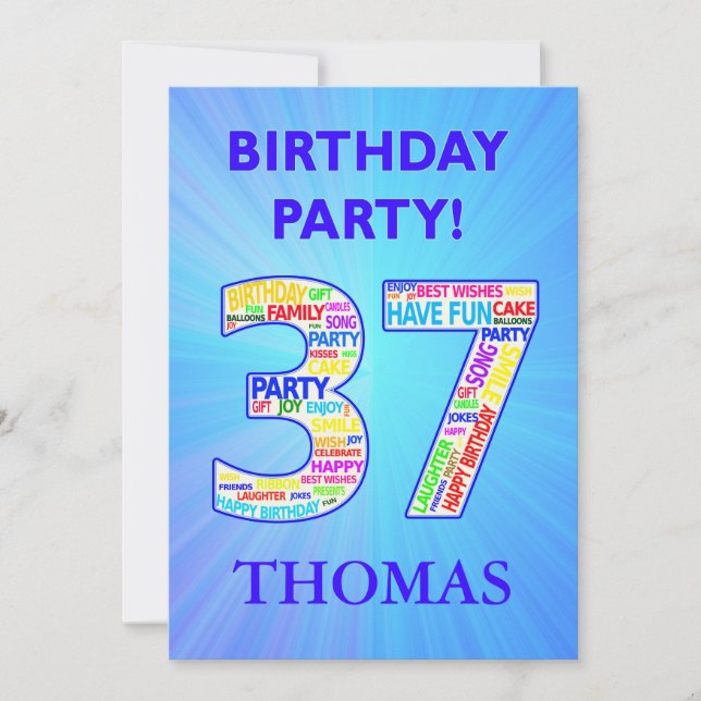 37th Birthday Party Invitation Add a Name (Front)