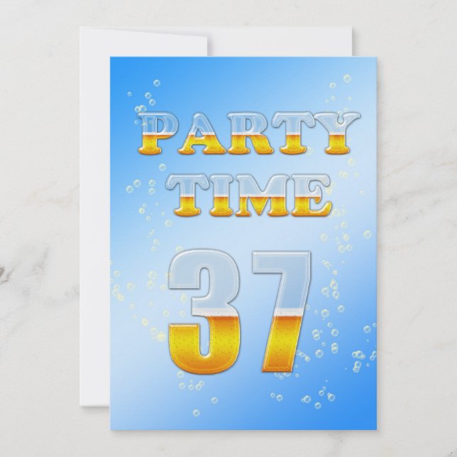 37th birthday party invitation with beer (Front)