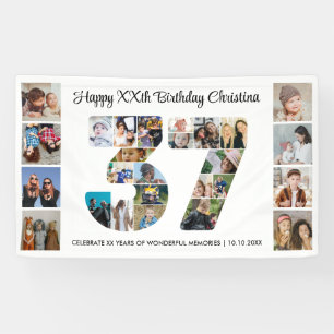 37th Birthday Party Number 37 Photo Collage Banner