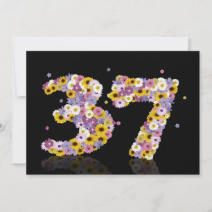 37th Birthday party, with flowered letters Invitation