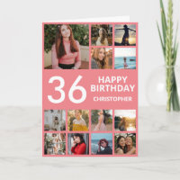 37th Birthday Photo Collage 13 Photos Pink & White