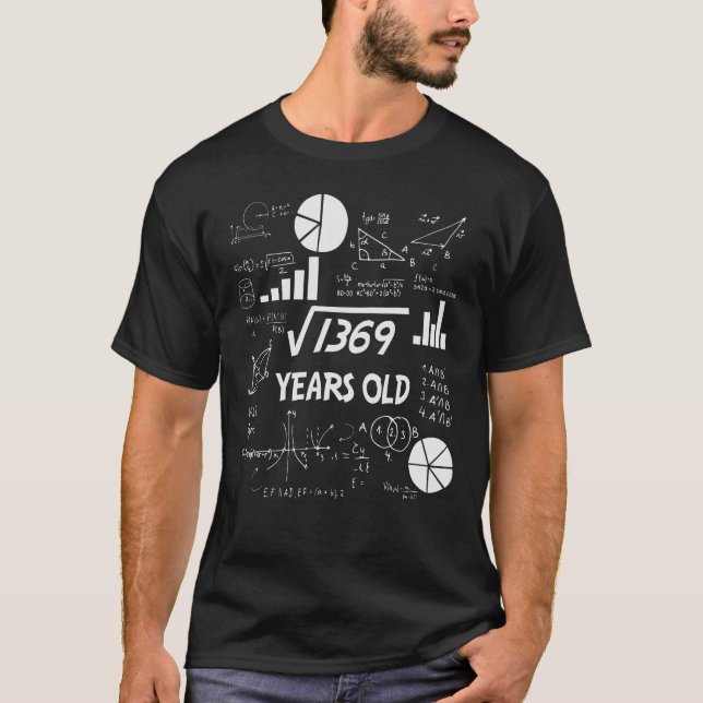 37th Birthday Square Root Math 37 Years Old Bday T-Shirt (Front)