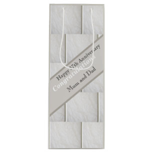 37th Wedding Anniversary Alabaster, editable  Wine Gift Bag