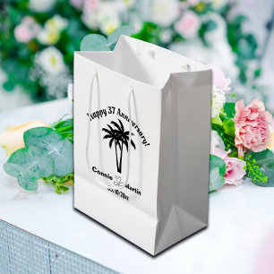37th Wedding Anniversary Palm Trees Medium Gift Bag