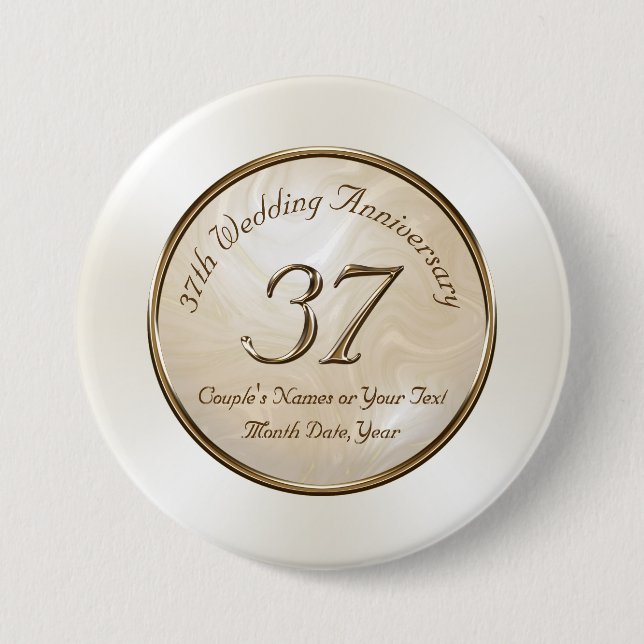 37th Wedding Anniversary Pins, Personalised 7.5 Cm Round Badge (Front)