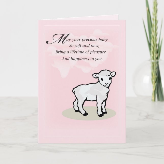 3832 Baby Girl Lamb Congratulations Card (Front)