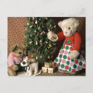 3843 Teddy Bear Christmas Holiday Postcard