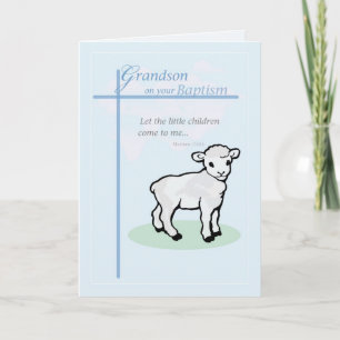 3877 Grandson Baptism Boy Lamb Card