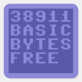 38911 BASIC BYTES FREE (Commodore 64) Square Sticker