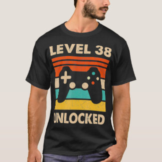 38 Birthday 38 Years Old Gifts Level 38 Unlocked V T-Shirt