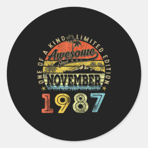 38 Limited Edition 1987 One Of A Kind November 38t Classic Round Sticker