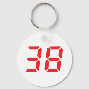 38 thirty-eight red alarm clock digital number key ring