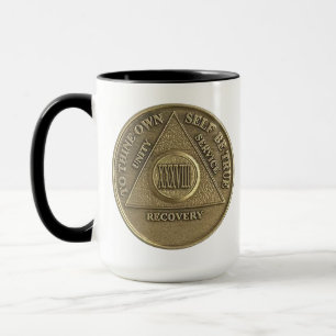 38 Year CUSTOM NAME Sober Coin Anniversary Mug