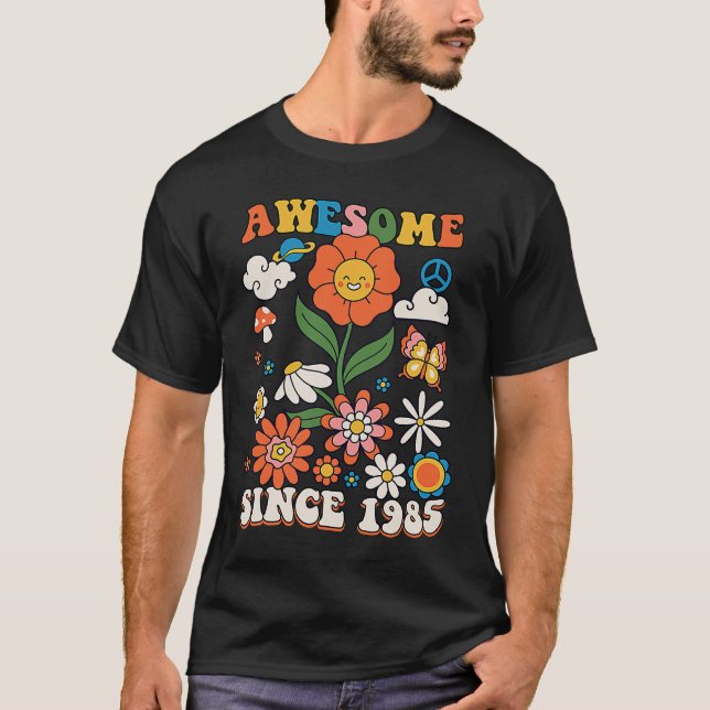 38 Year Old Awesome Since 1985 Groovy Retro 38th B T-Shirt (Front)